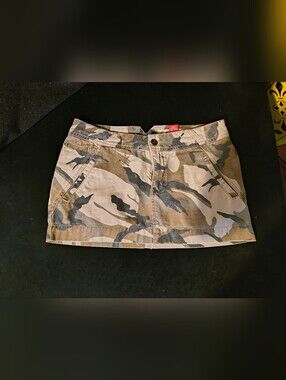 Mossimo Denim Camo Print Mini Skirt -  Khaki  & Olive Sz 7
